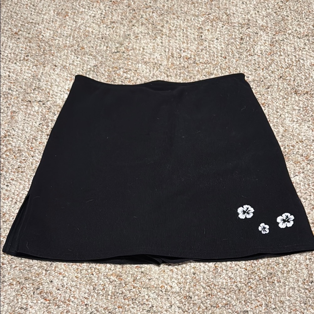 Black Women's Skort with Floral Accent